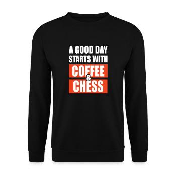 Une bonne journée commence par un café et des échecs - Sweat-shirt Unisexe - noir - Devant - Alina (178cm) & Michal (187cm)