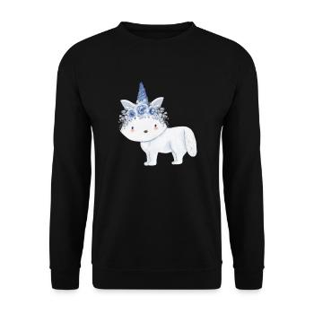 Cute arctic fox - Unisex Sweatshirt - black - Front - Alina (178cm) & Michal (187cm)