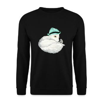 Niedlicher Polarfuchs - Unisex Pullover - Schwarz - Vorne - Alina (178cm) & Michal (187cm)