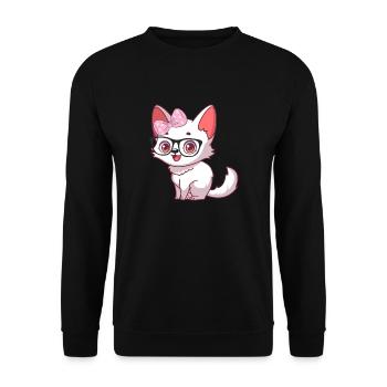 Niedlicher Polarfuchs - Unisex Pullover - Schwarz - Vorne - Alina (178cm) & Michal (187cm)