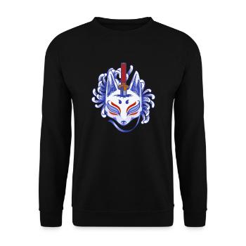 Kitsune fox - Unisex Sweatshirt - black - Front - Alina (178cm) & Michal (187cm)