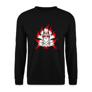 Kitsune Fuchs - Unisex Pullover - Schwarz - Vorne - Alina (178cm) & Michal (187cm)