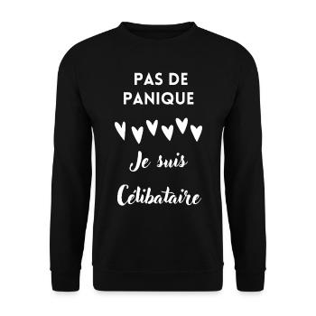 Pas de panique je suis célibataire - Sweat-shirt Unisexe - noir - Devant - Alina (178cm) & Michal (187cm)