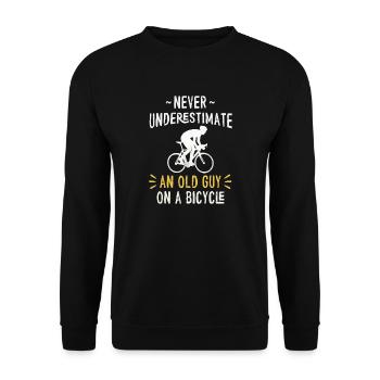 Never Underestimate The Old Guy On A Bicycle - Unisex Sweatshirt - black - Front - Alina (178cm) & Michal (187cm)