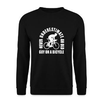 Never Underestimate The Old Guy On A Bicycle - Unisex Sweatshirt - black - Front - Alina (178cm) & Michal (187cm)