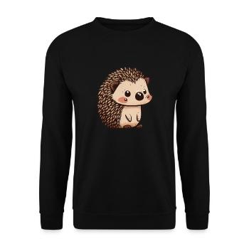 Süßer Vintage Igel - Unisex Pullover - Schwarz - Vorne - Alina (178cm) & Michal (187cm)