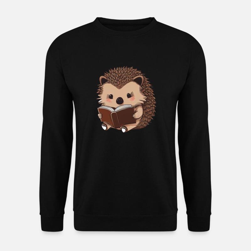Cute hedgehog reading - Unisex Sweatshirt - black
