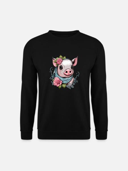 Schwein mit Bandana - Unisex Pullover - Schwarz