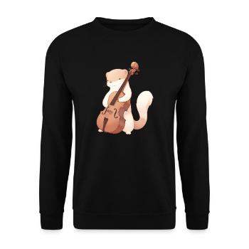 Mungo spielt Cello - Unisex Pullover - Schwarz - Vorne - Alina (178cm) & Michal (187cm)