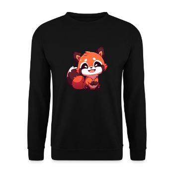 Roter Panda - Unisex Pullover - Schwarz - Vorne - Alina (178cm) & Michal (187cm)