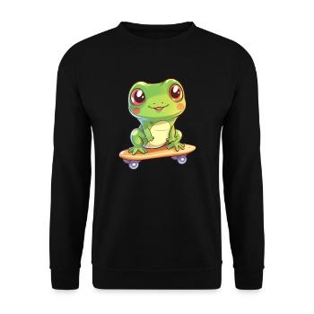Frog on a skateboard - Unisex Sweatshirt - black - Front - Alina (178cm) & Michal (187cm)
