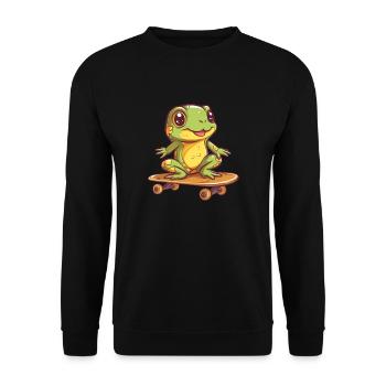 Frog on a skateboard - Unisex Sweatshirt - black - Front - Alina (178cm) & Michal (187cm)