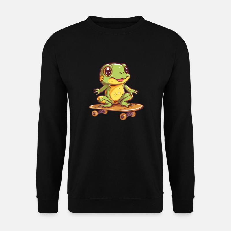 Frosch auf einem Skateboard - Unisex Pullover - Schwarz