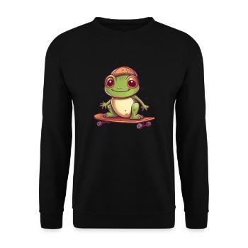 Frog on a skateboard - Unisex Sweatshirt - black - Front - Alina (178cm) & Michal (187cm)