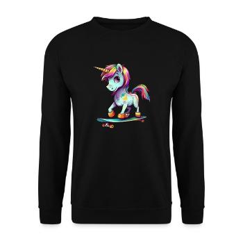 Licorne sur une planche à roulettes - Sweat-shirt Unisexe - noir - Devant - Alina (178cm) & Michal (187cm)