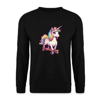 Licorne sur une planche à roulettes - Sweat-shirt Unisexe - noir - Devant - Alina (178cm) & Michal (187cm)