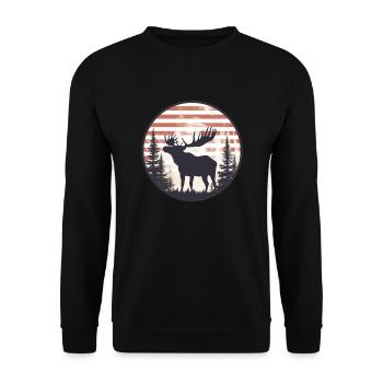 Amerikanische Flagge Elch - Unisex Pullover - Schwarz - Vorne - Alina (178cm) & Michal (187cm)