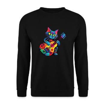 Cat joue de la guitare - Sweat-shirt Unisexe - noir - Devant - Alina (178cm) & Michal (187cm)