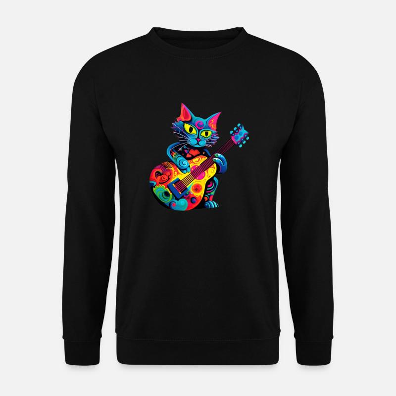 Cat playing guitar - Unisex Sweatshirt - black