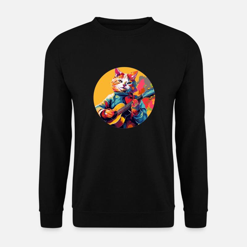 Katze spielt Gitarre - Unisex Pullover - Schwarz