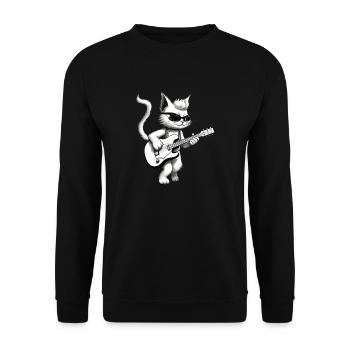 Cat joue de la guitare - Sweat-shirt Unisexe - noir - Devant - Alina (178cm) & Michal (187cm)