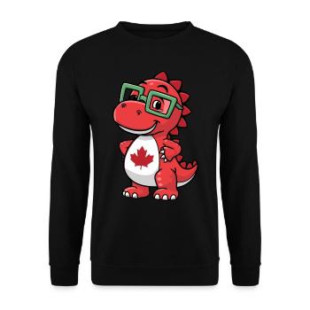 Niedlicher kanadischer Dinosaurier mit Brille für - Unisex Pullover - Schwarz - Vorne - Alina (178cm) & Michal (187cm)