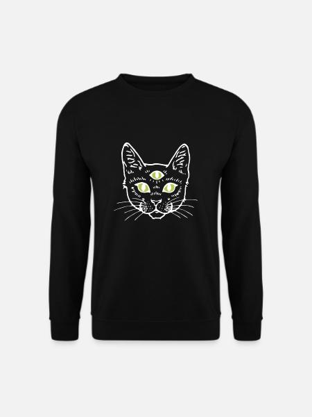 Katze Mit Drei Augen Geschenk Idee weiss - Unisex Pullover - Schwarz