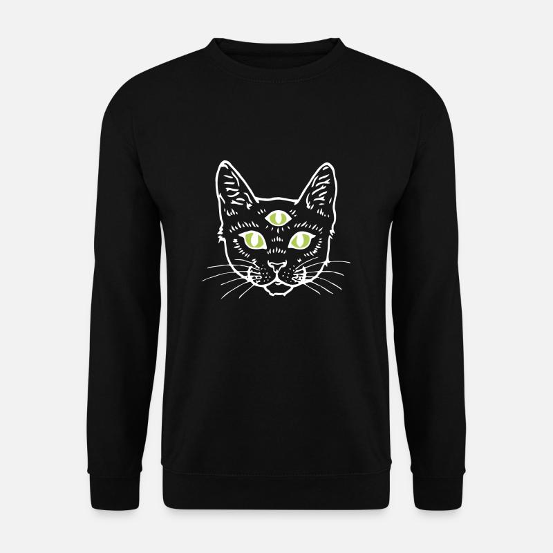 Chat avec trois yeux blanc - Sweat-shirt Unisexe - noir