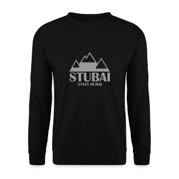 Stubai(tal) statt Dubai - Skifahren Berge Winter - Unisex Pullover - Schwarz - Vorne - Alina (178cm) & Michal (187cm)
