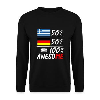 50% Griechisch 50% Deutsch - Unisex Pullover - Schwarz - Vorne - Alina (178cm) & Michal (187cm)
