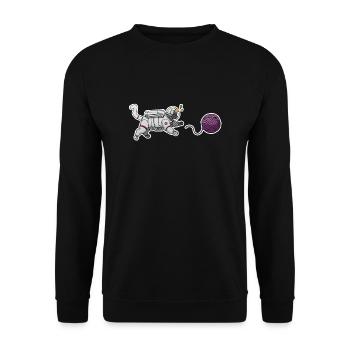 Katze Astronaut - Unisex Pullover - Schwarz - Vorne - Alina (178cm) & Michal (187cm)