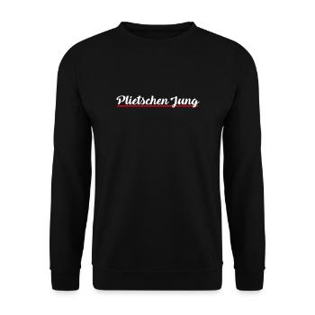 Plietschen Jung | Plattdeutsch Norddeutsch Norden - Unisex Pullover - Schwarz - Vorne - Alina (178cm) & Michal (187cm)