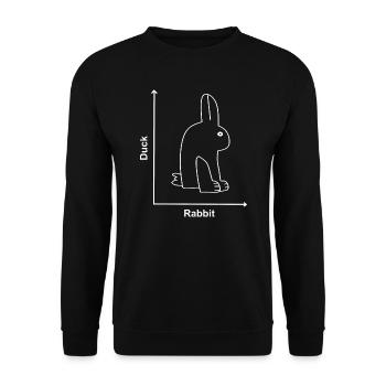 Kaninchen Ente Lustige Tiere - Unisex Pullover - Schwarz - Vorne - Alina (178cm) & Michal (187cm)