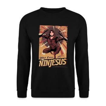Holy oh - it's Ninjesus! - Unisex Pullover - Schwarz - Vorne - Alina (178cm) & Michal (187cm)