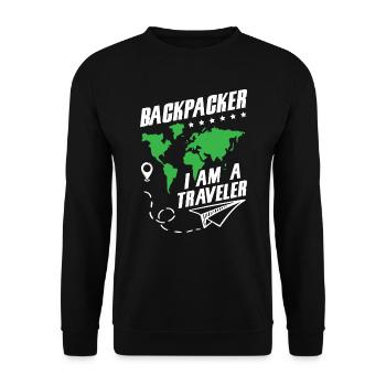 I Am A Traveler - Unisex Pullover - Schwarz - Vorne - Alina (178cm) & Michal (187cm)