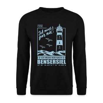 Bensersiel Urlaub Nordsee Strand Hafen Leuchtturm - Unisex Pullover - Schwarz - Vorne - Alina (178cm) & Michal (187cm)