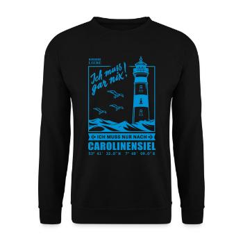 Carolinensiel Urlaub Nordsee Hafen Leuchtturm - Unisex Pullover - Schwarz - Vorne - Alina (178cm) & Michal (187cm)