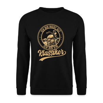 Ich Bin Nicht Alt Ich Bin Ein Klassiker Motorrad - Unisex Pullover - Schwarz - Vorne - Alina (178cm) & Michal (187cm)