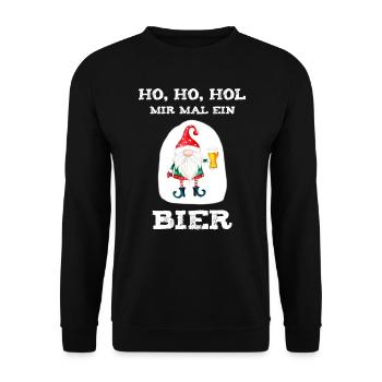 HO HO HOL mir mal ein Bier Weihnacht Christmas Fun - Unisex Sweatshirt - black - Front - Alina (178cm) & Michal (187cm)