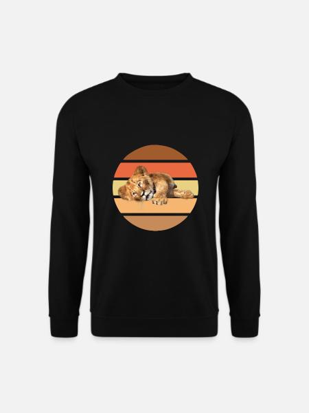 Löwe liegend, Vintage - Unisex Pullover - Schwarz