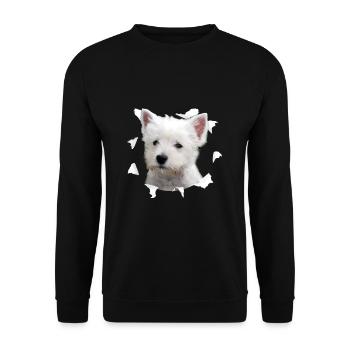 Westie Tshirt - Westie Dog Shirt - Unisex Sweatshirt - black - Front - Alina (178cm) & Michal (187cm)