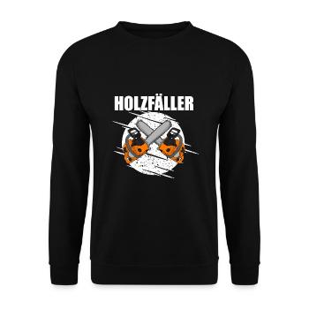 Holzfäller Säge - Unisex Pullover - Schwarz - Vorne - Alina (178cm) & Michal (187cm)