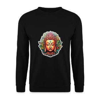 Buddha Zen Lotusblüte Meditation - Unisex Pullover - Schwarz - Vorne - Alina (178cm) & Michal (187cm)