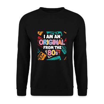 80er Jahre Musikkassette Cool Original Geburtstag - Unisex Pullover - Schwarz - Vorne - Alina (178cm) & Michal (187cm)