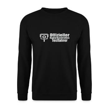 Offizieller Radarkontrollen testfahrer lustig - Unisex Pullover - Schwarz - Vorne - Alina (178cm) & Michal (187cm)