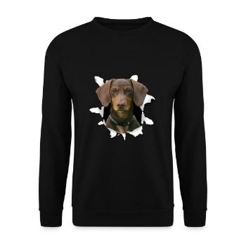 Dackel Hund - Dackel - Unisex Pullover - Schwarz - Vorne - Alina (178cm) & Michal (187cm)