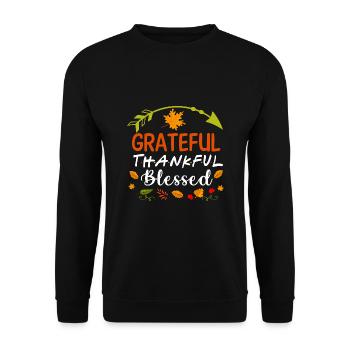 Greatful Thankful Blessed t-shirt - Unisex Pullover - Schwarz - Vorne - Alina (178cm) & Michal (187cm)