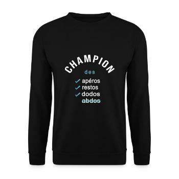 Humour Homme champion des apéros - Sweat-shirt Unisexe - noir - Devant - Alina (178cm) & Michal (187cm)