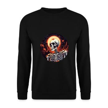 Halloween Skelett - Unisex Pullover - Schwarz - Vorne - Alina (178cm) & Michal (187cm)
