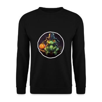 Halloween Frosch - Unisex Pullover - Schwarz - Vorne - Alina (178cm) & Michal (187cm)